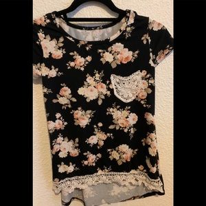 Black flower shirt